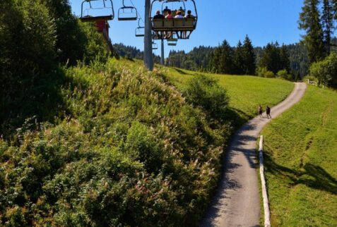 sentiero che costeggia la seggiovia a Borno Ski Area Monte Altissimo in estate