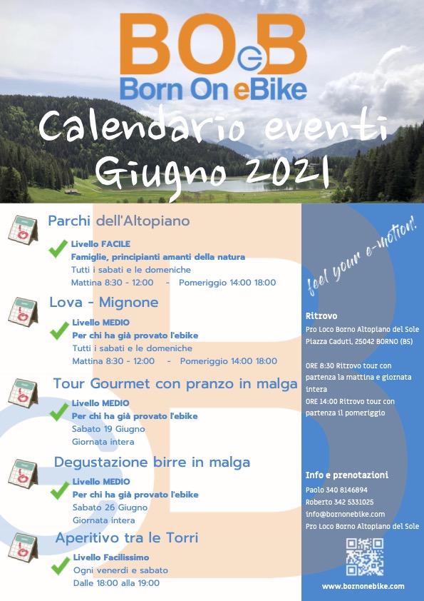 Eventi Giugno 2021 Born On eBike Borno Altopiano del Sole