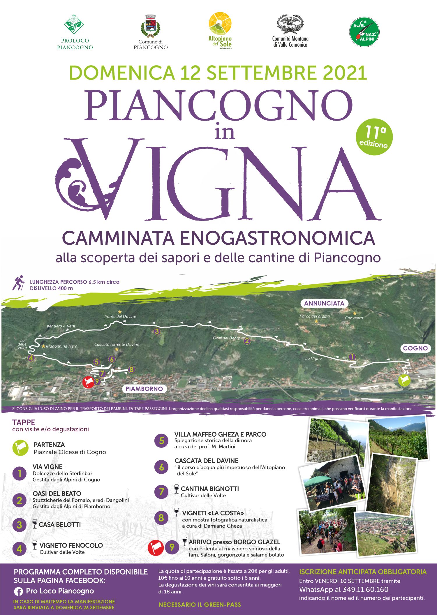 evento Piancogno in Vigna alla scoperta delle cantine di Piancogno 12 settembre 2021